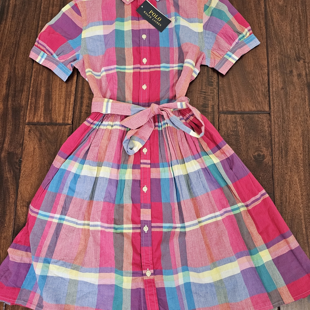 Polo Ralph Lauren Madras Shirt Dress Girls Size 16